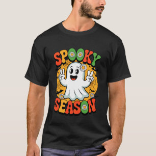 T-shirt Signe de Paix de Main de Fantôme Rétro Halloween F