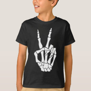 T-shirt Signe de paix main squelette Halloween Ske de poch