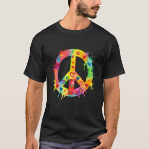 T-shirt Signe de Paix Monde Amour Fleurs Hippie Vibes Groo