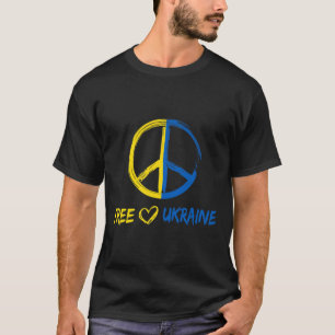 T-shirt Signe de paix pour femmes hommes drapeau ukrainien