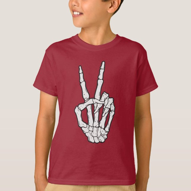 T-shirt Signe de paix pour les squelettes (Devant)