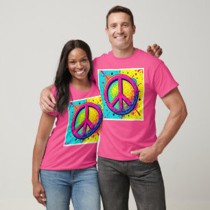 T-shirt Signe de paix rétro coloré
