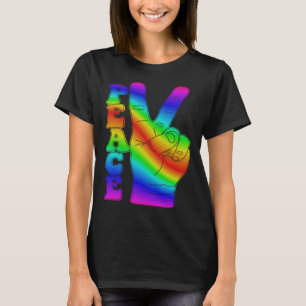 T-shirt Signe de paix Tie Dye Fingers Rétro 60 s 70 s Hip