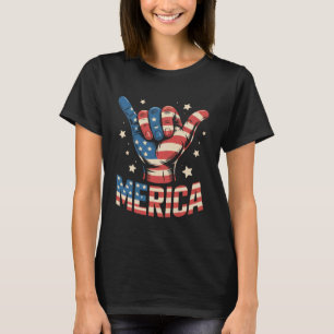 T-shirt Signe de roche Merica 4 juillet Drapeau américain