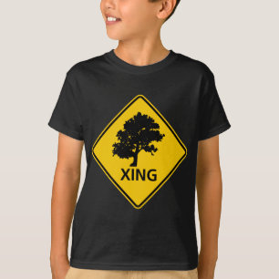 T-shirt Signe de route de croisement d'arbre