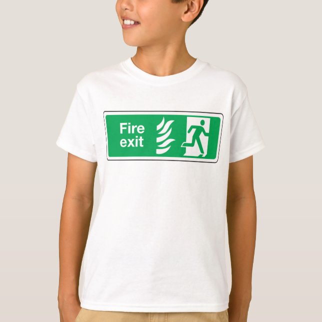 T-shirt Signe de sécurité de sortie d'incendie Évacuation  (Devant)