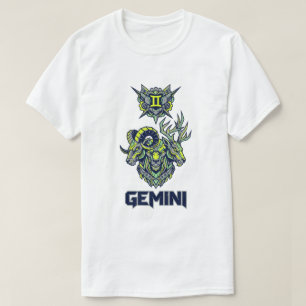 T-shirt Signe du zodiaque Gémeaux Cyber Méca Bête Mécaniqu