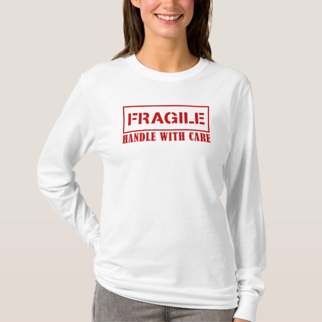 T-shirt Signe fragile - poignée avec soin - timbre fragile (Devant)
