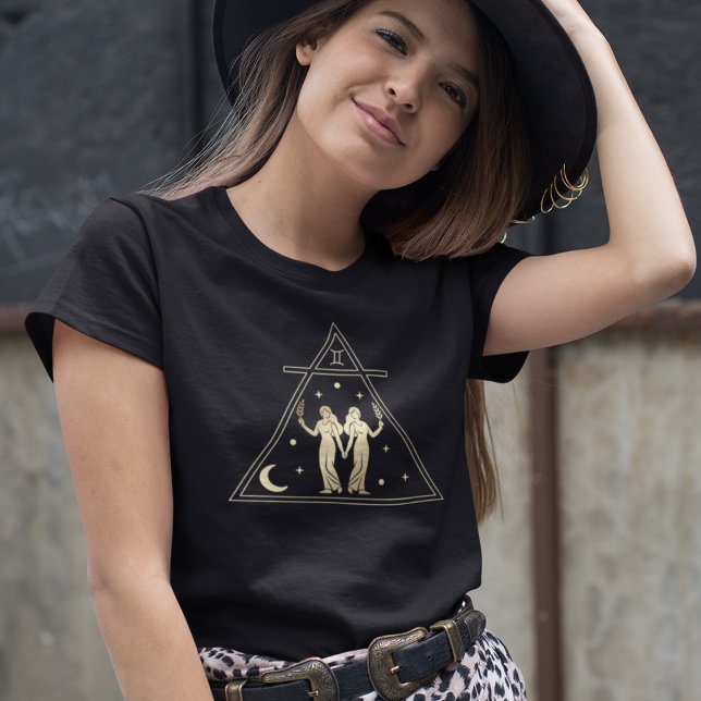 T-shirt Signe Gemini Zodiac Air Element en or (Créateur téléchargé)