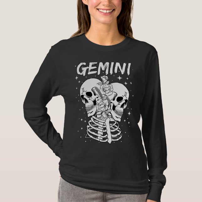 T-shirt SIGNE Zodiaque Gemini Twin Squelette (Devant)