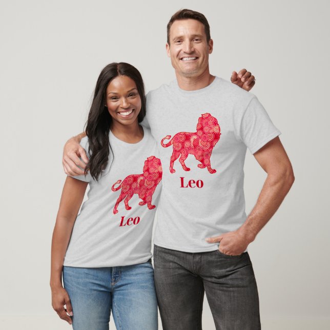 T-shirt Signe zodiaque pour Leo dans un Motif rouge fracta (Unisexe)