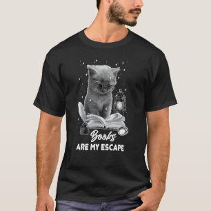 T-shirt Signet Livres Sont Mon Évasion Chat Lisant Un Livr