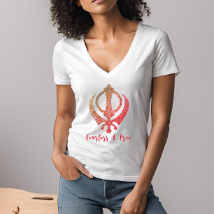 T-shirt Sikh Khanda "Sans peur et libre"