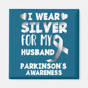 T-Shirt Silber Ehemann Unterstützung Parkinson-Bew Magnet