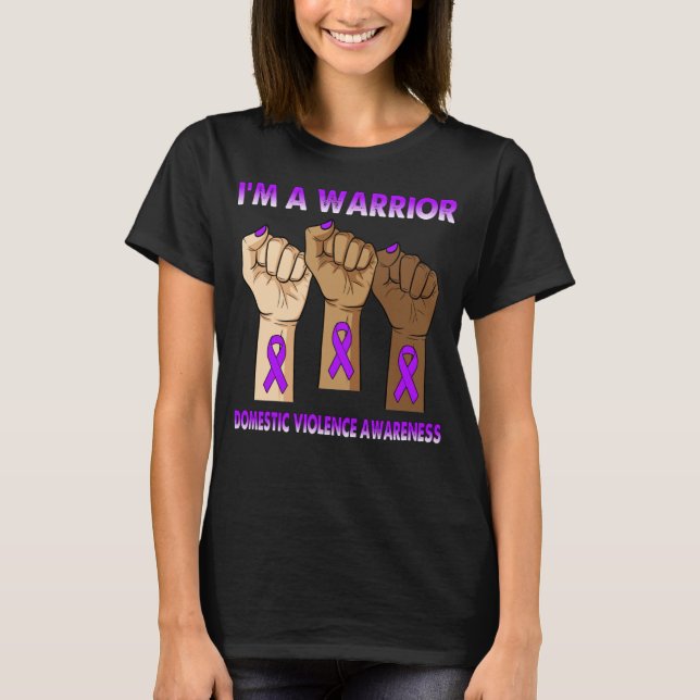 T-shirt Silence Main Je suis un guerrier Violence domestiq (Devant)
