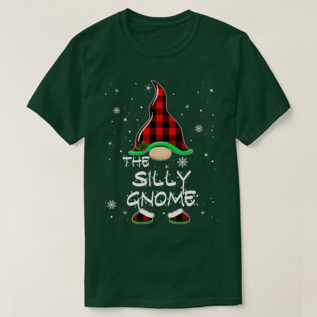 T-shirt Silencieux Gnome Buffalo Plaid Correspondant Famil (Design devant)