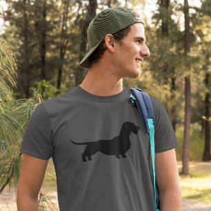 T-shirt Silhouette à poils durs de chien de saucisse du