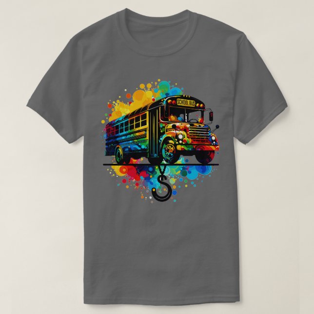 T-shirt Silhouette Artistique D'Un Bus Scolaire 1 (Design devant)
