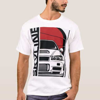 T-shirt Silhouette avant de la Nissan Skyline R34 GTR et c