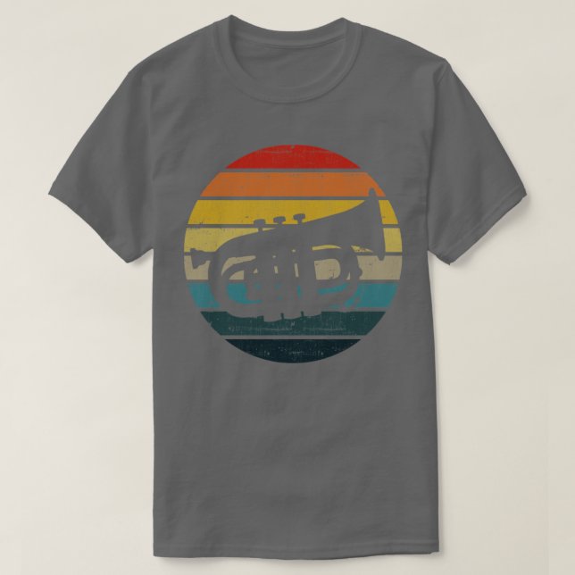 T-shirt Silhouette Baritone Sur Un Coucher De Soleil Rétro (Design devant)