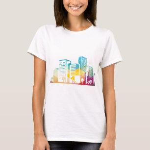 T-shirt silhouette cityscape bâtiment icône couleur ville