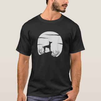 T-shirt Silhouette d'amoureux de chien avec lune panoramiq