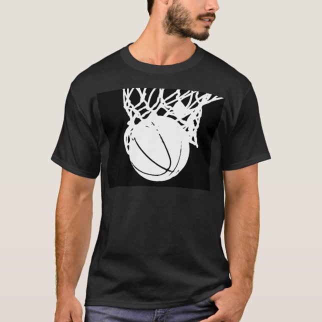 T-shirt Silhouette de basketball noir et blanc (Devant)