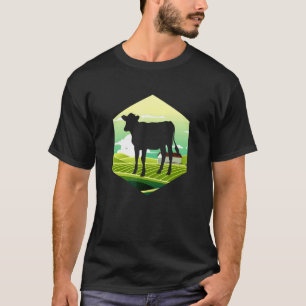 T-shirt Silhouette de bétail de ferme géométrique pour agr