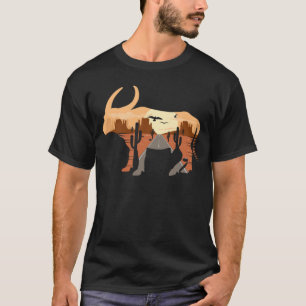 T-shirt Silhouette de Buffalo Désert Cactus Vallée du Monu