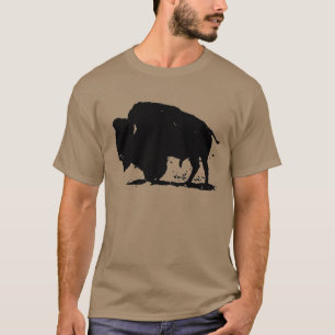 T-shirt Silhouette de buffle noir et blanc