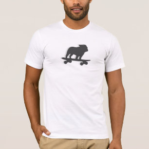 T-shirt Silhouette de Bulldog en skateboard Chien Skateu