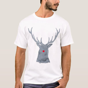 T-shirt Silhouette de cerf Rudolph aquarelle Noël
