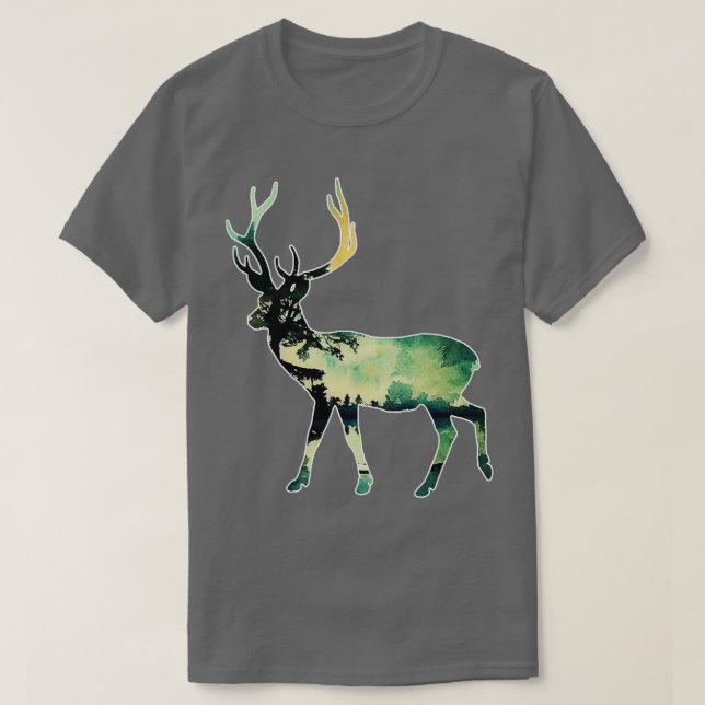 T-shirt Silhouette de cerf vert abstrait (Design devant)