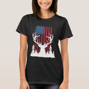T-shirt Silhouette De Chasse Au Cerf Américain En Plein Ai