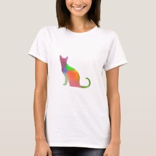 T-shirt Silhouette de chat à l'aquarelle