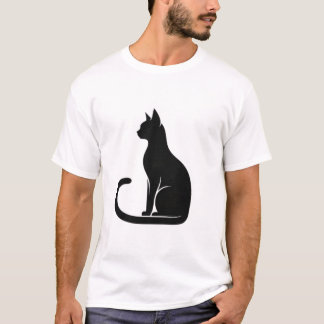T-shirt Silhouette de chat noir élégant assis