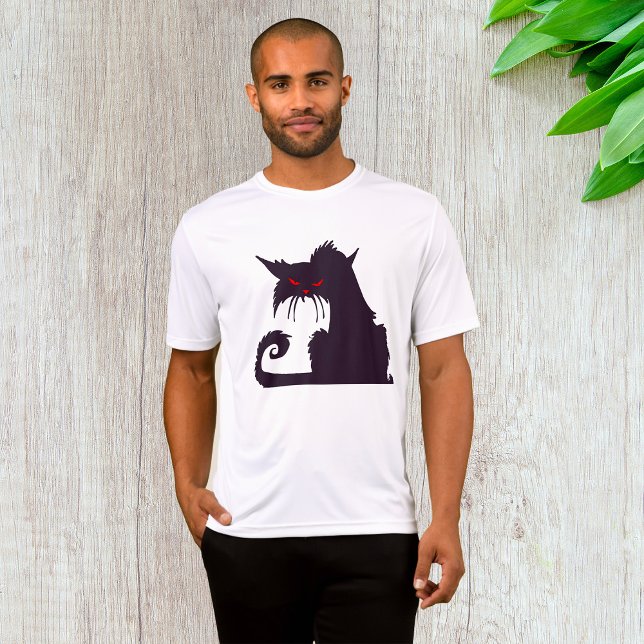 T-shirt Silhouette de chat noir malin avec yeux rouges (Créateur téléchargé)