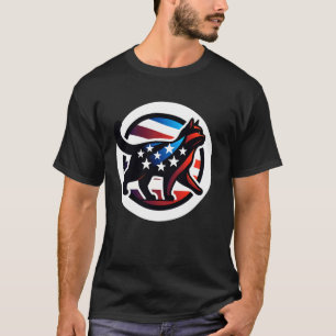 T-shirt Silhouette de chat stylisé aux couleurs du drapeau