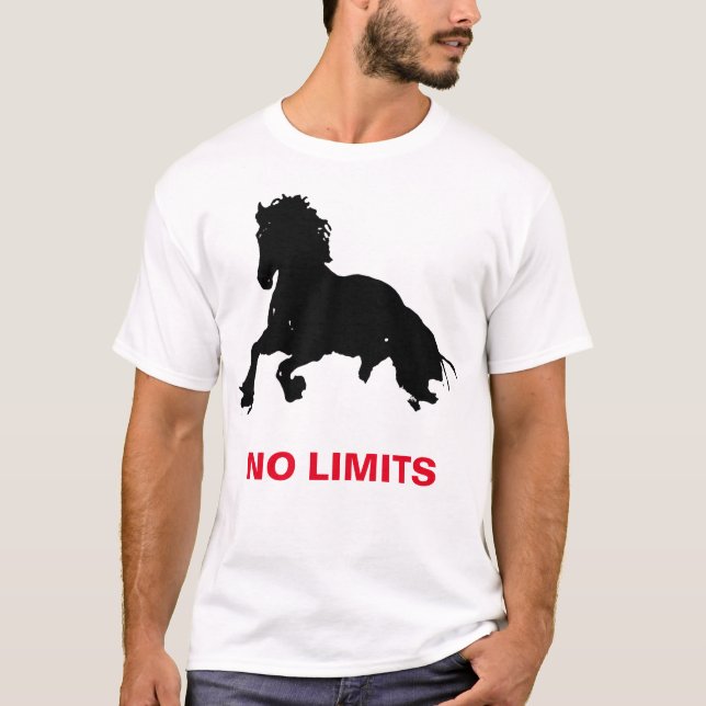 T-shirt Silhouette de Cheval Blanc Noir Sans Limites (Devant)
