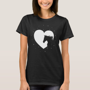 T-shirt Silhouette de cheval Cœur Femmes Équitation Équi