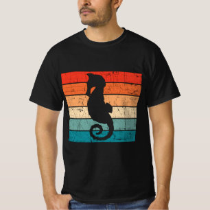 T-shirt Silhouette De Cheval De Mer Distressed Design Vint