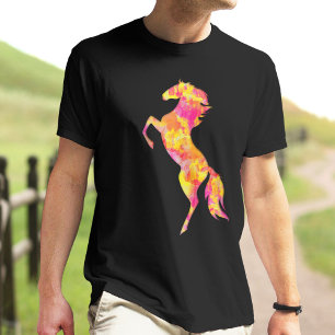 T-shirt Silhouette de cheval Flammes de feu Abstrait Éléga