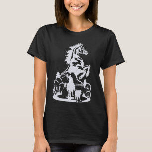 T-shirt Silhouette de cheval sauvage, cowboy et cheval, T