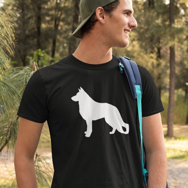 T-shirt Silhouette de chien berger allemand blanc (Créateur téléchargé)