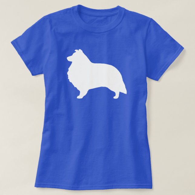 T-shirt Silhouette de chien de berger de Shetland (Design devant)