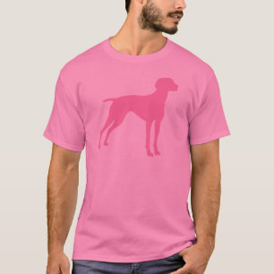 T-shirt Silhouette de chien de Vizsla (rose)