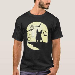 T-shirt Silhouette De Chien En Pleine lune Bateaux De Chie