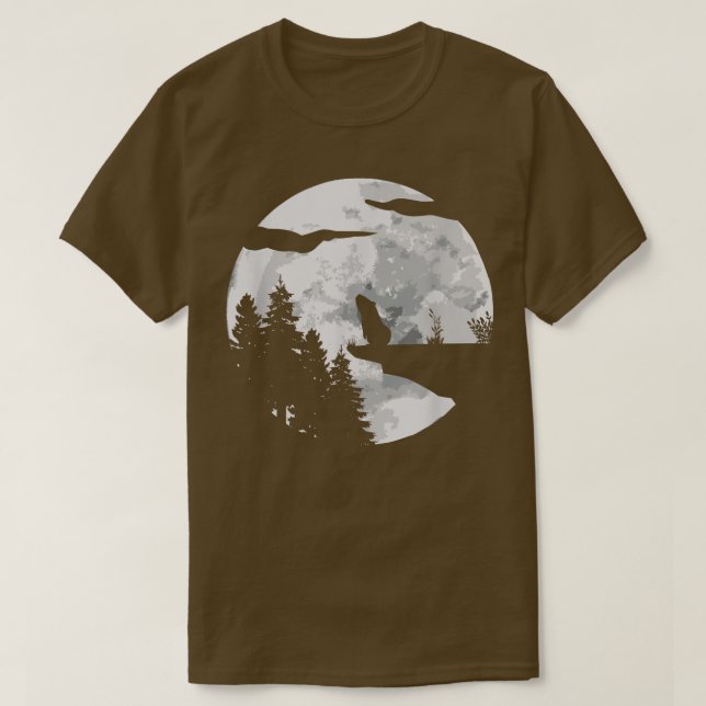T-shirt Silhouette De Cochon De Guinée La Nuit Avec Une Lu (Design devant)