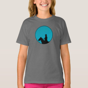 T-shirt Silhouette de cow-boy à cheval - Turquoise
