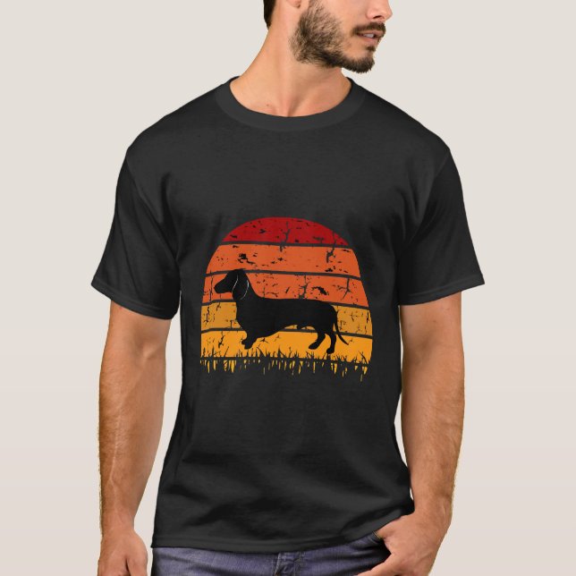 T-shirt Silhouette de Dachshund miniature (Devant)